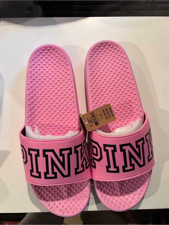 PINK Victoria's Secret Shoes - PINK Logo Pink Slide Sandals